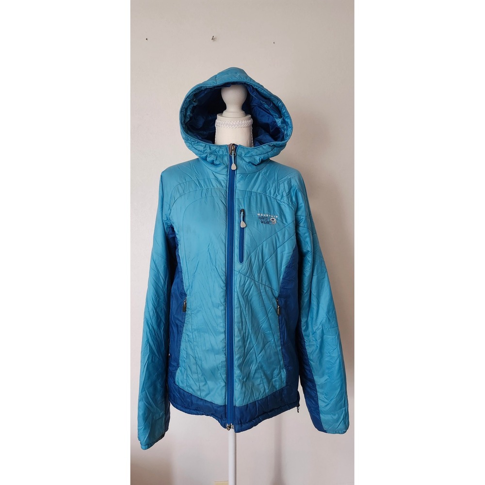 Mountain Hardwear Womens Blue Quilted Insulated Hooded Jacket Medium